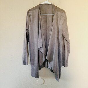 Intimissimi Womens Jacket Size Large Waterfall Drape Grey Long Sleeve Suede EUC